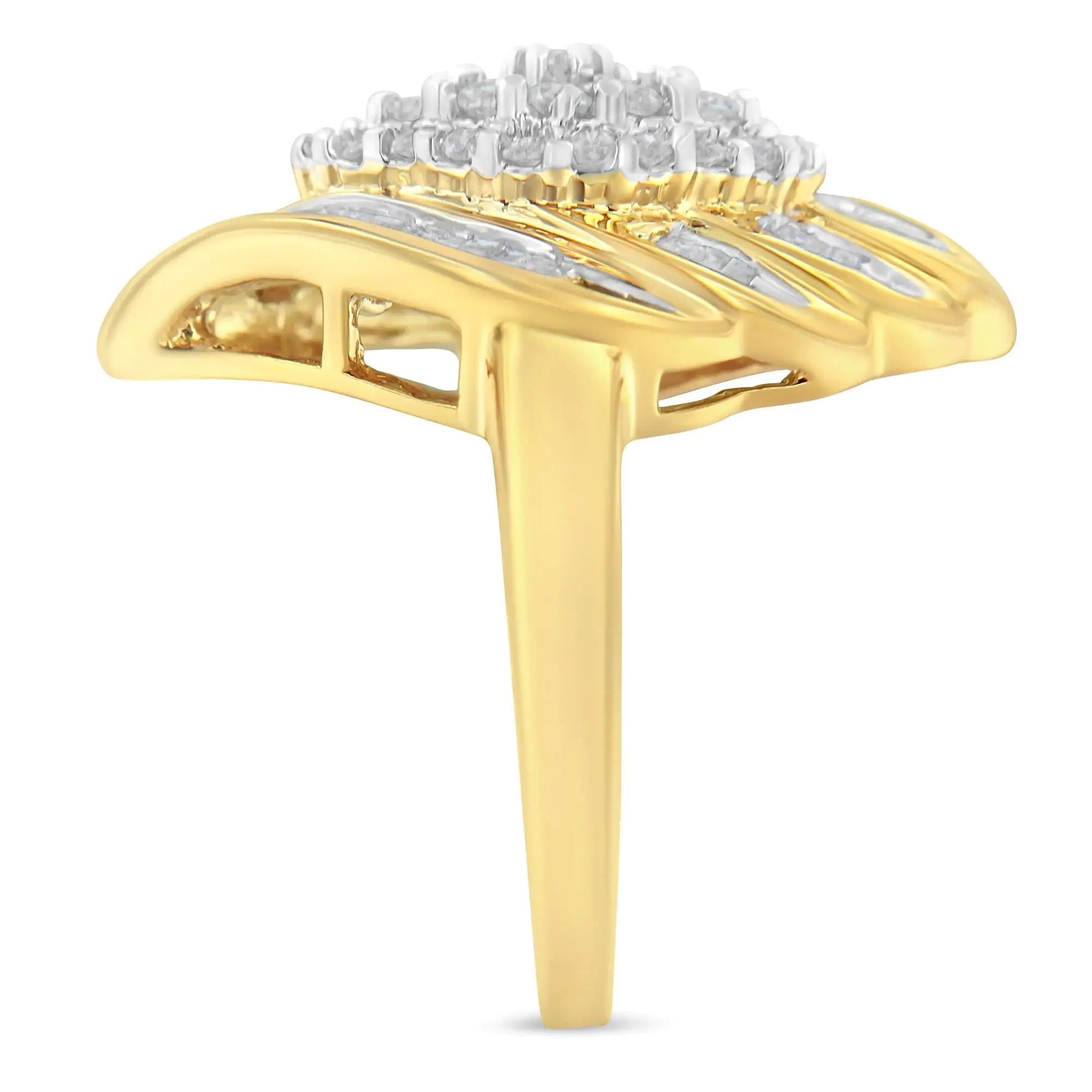 10K Yellow Gold Diamond Cocktail Ring (3/4 Cttw, I - J Color, I2 - I3 Clarity) - Jaazi Intl