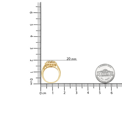 10K Yellow Gold Plated .925 Sterling Silver 1 1/2 Cttw Round - Cut Diamond Cocktail Ring (I - J Color, I1 - I2 Clarity) - Jaazi Intl