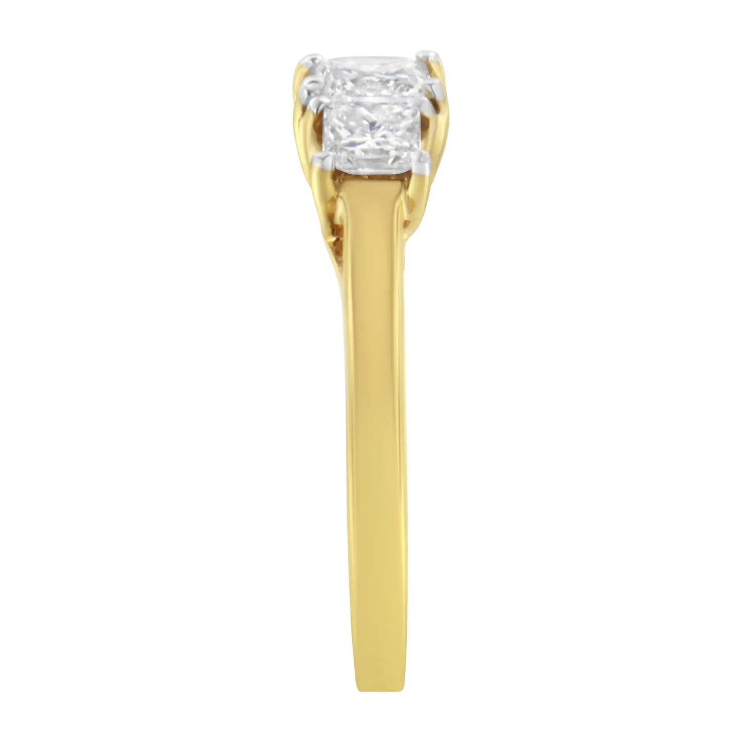 10K Yellow Gold Princess - Cut Diamond Three Stone Band Ring (1 Cttw, J - K Color, I1 - I2 Clarity) - Jaazi Intl