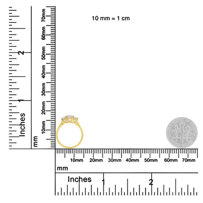 10K Yellow Gold Princess - Cut Diamond Three Stone Band Ring (1 Cttw, J - K Color, I1 - I2 Clarity) - Jaazi Intl