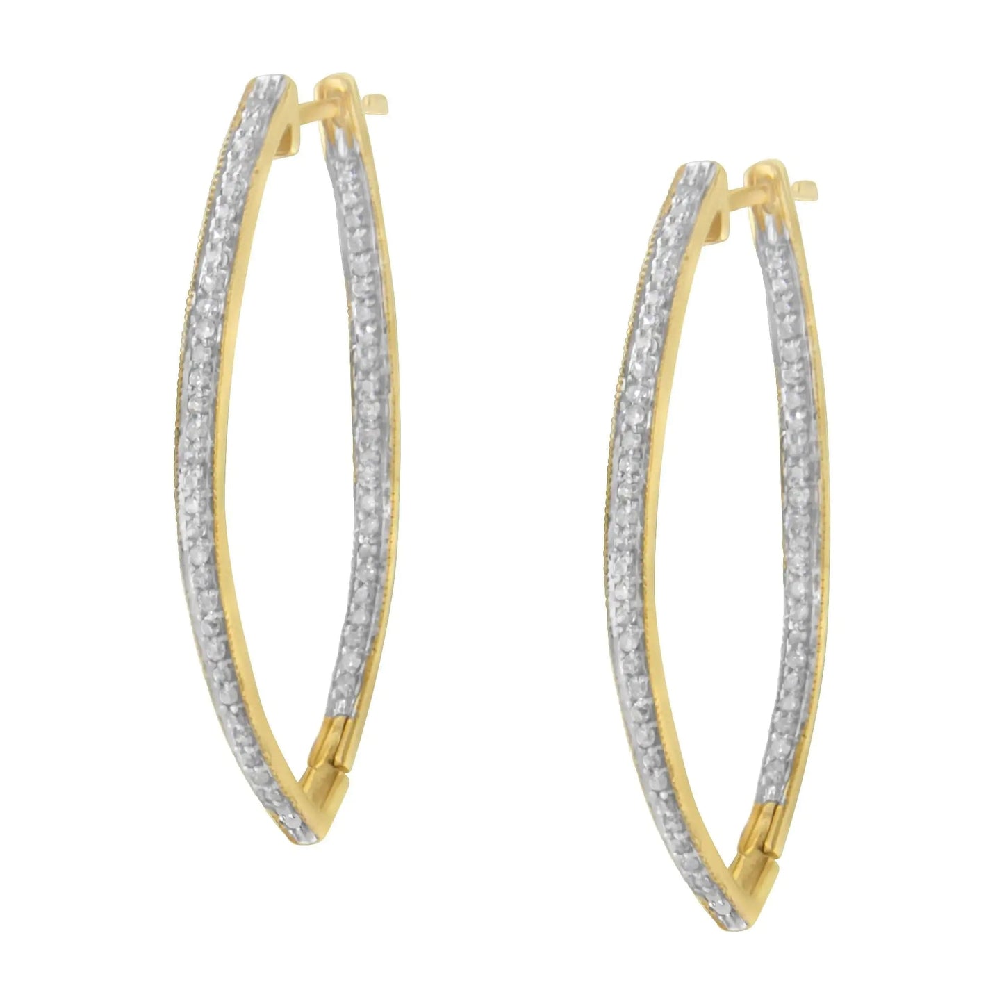 10k Yellow Gold Round Cut Diamond Earrings (1 cttw, I - J Color, I2 - I3 Clarity) - Jaazi Intl