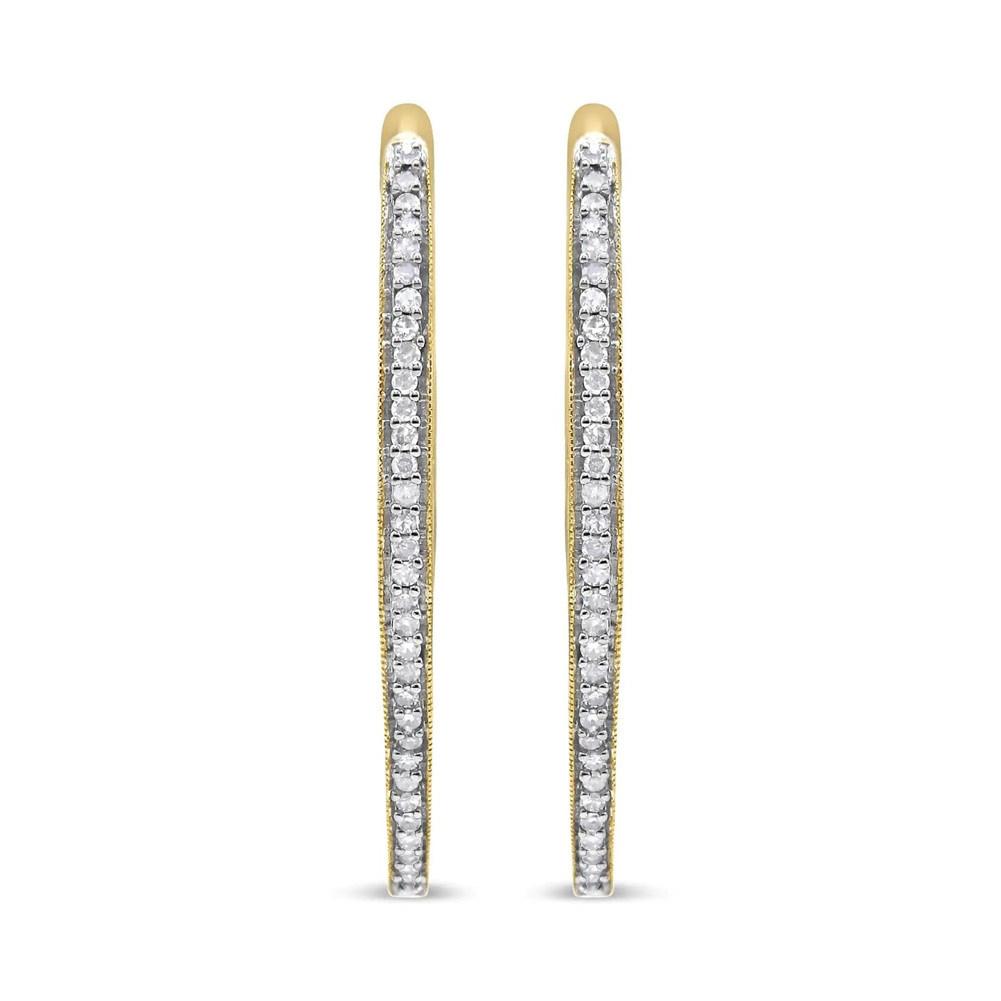 10k Yellow Gold Round Cut Diamond Earrings (1 cttw, I - J Color, I2 - I3 Clarity) - Jaazi Intl