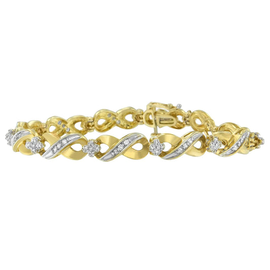 10K Yellow Gold Round Cut Diamond Infinite Love Bracelet (0.75 cttw, I - J Color, I1 - I2 Clarity) - Jaazi International