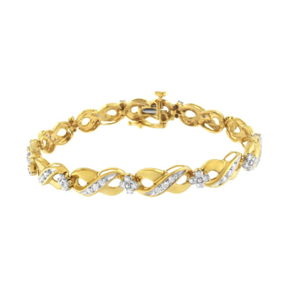 10K Yellow Gold Round - Cut Diamond Infinite Love Bracelet (1.00 cttw, I - J Color, I2 - I3 Clarity) - Jaazi Intl