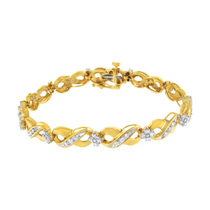 10K Yellow Gold Round - Cut Diamond Infinite Love Bracelet (1.00 cttw, I - J Color, I2 - I3 Clarity) - Jaazi Intl