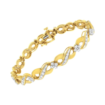 10K Yellow Gold Round - Cut Diamond Infinite Love Bracelet (1.00 cttw, I - J Color, I2 - I3 Clarity) - Jaazi Intl