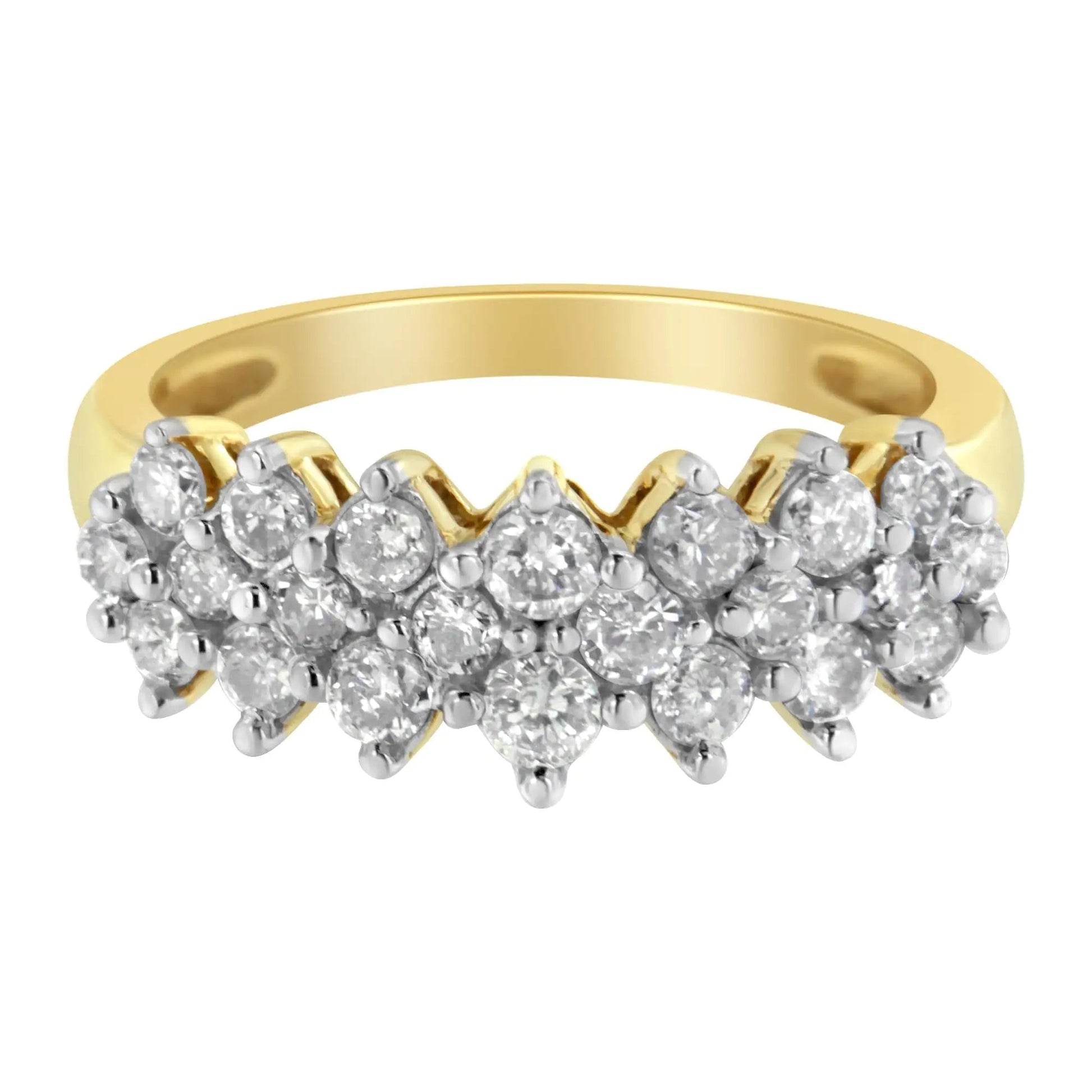 10K Yellow Gold Round Diamond Ring (1 cttw, J - K Color, I1 - I2 Clarity) - Jaazi Intl