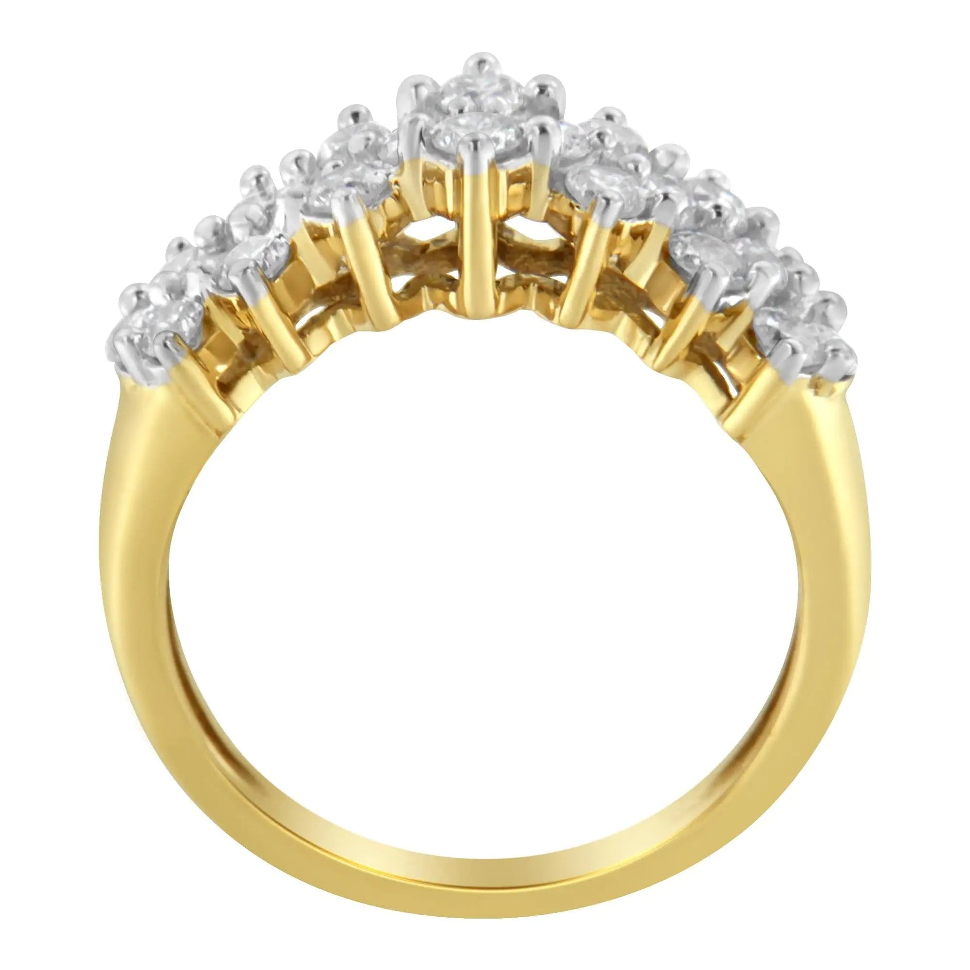 10K Yellow Gold Round Diamond Ring (1 cttw, J - K Color, I1 - I2 Clarity) - Jaazi Intl