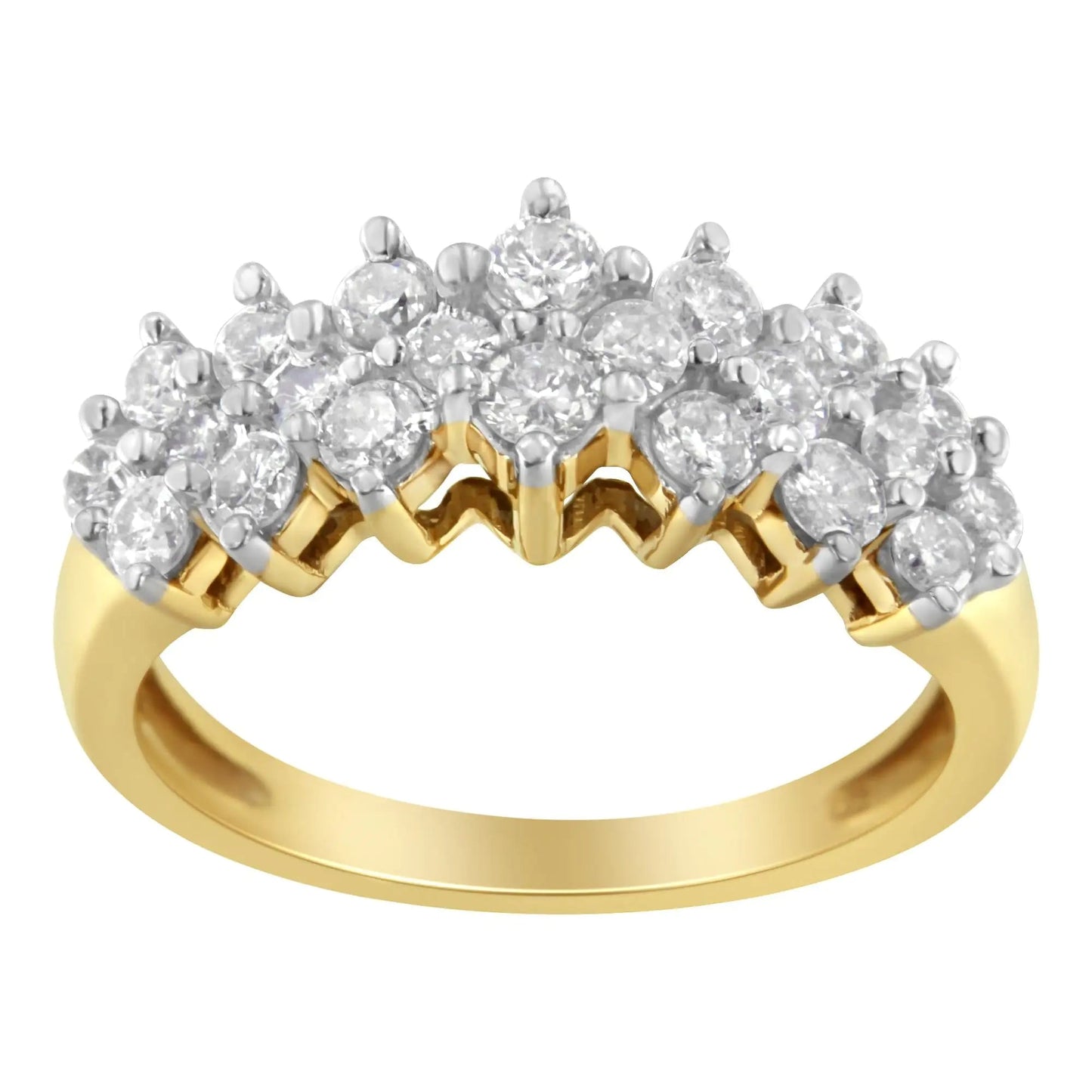 10K Yellow Gold Round Diamond Ring (1 cttw, J - K Color, I1 - I2 Clarity) - Jaazi Intl