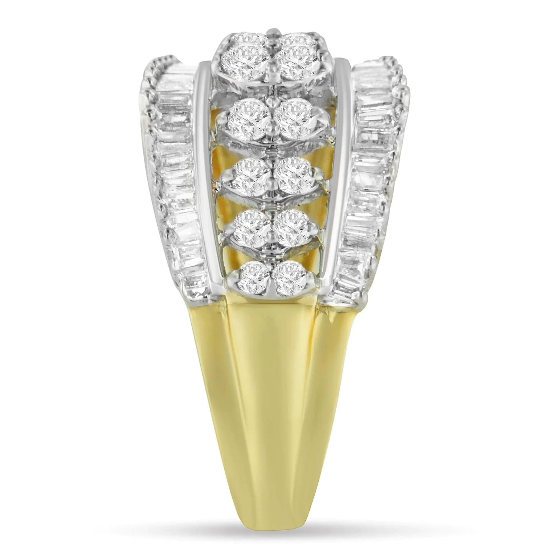 10KT Two - Tone Gold Diamond Cluster Band (1 cttw, I - J Color, I1 - I2 Clarity) - Jaazi Intl