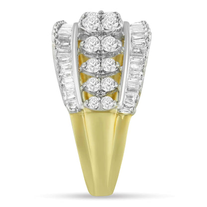 10KT Two - Tone Gold Diamond Cluster Band (1 cttw, I - J Color, I1 - I2 Clarity) - Jaazi Intl