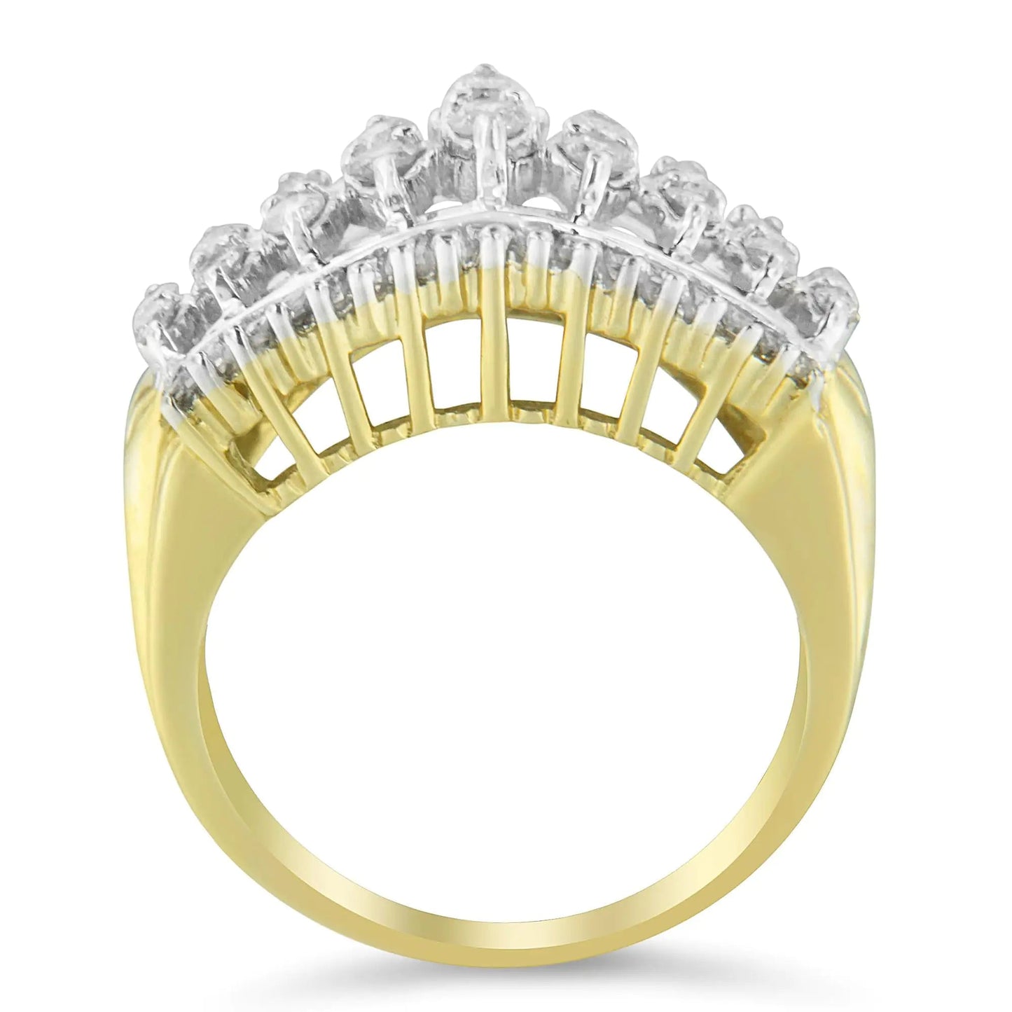 10KT Two - Tone Gold Diamond Cluster Band (1 cttw, I - J Color, I1 - I2 Clarity) - Jaazi Intl