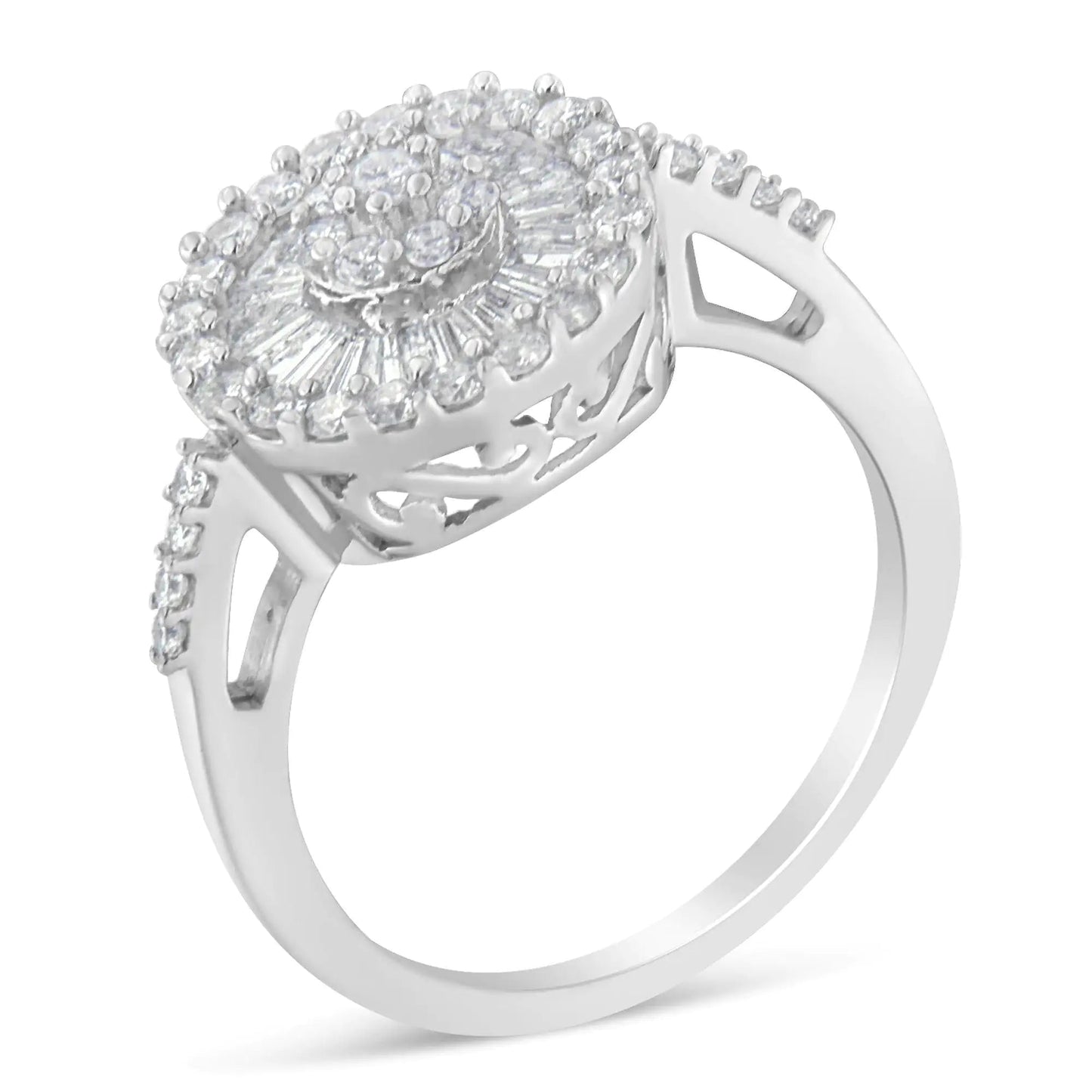 10KT White Gold Diamond Cocktail Ring (1 cttw, H - I Color, SI2 - I1 Clarity) - Jaazi Intl