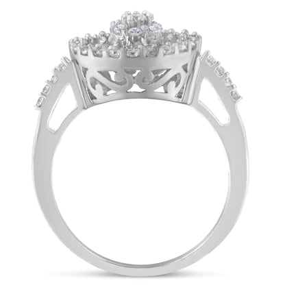 10KT White Gold Diamond Cocktail Ring (1 cttw, H - I Color, SI2 - I1 Clarity) - Jaazi Intl