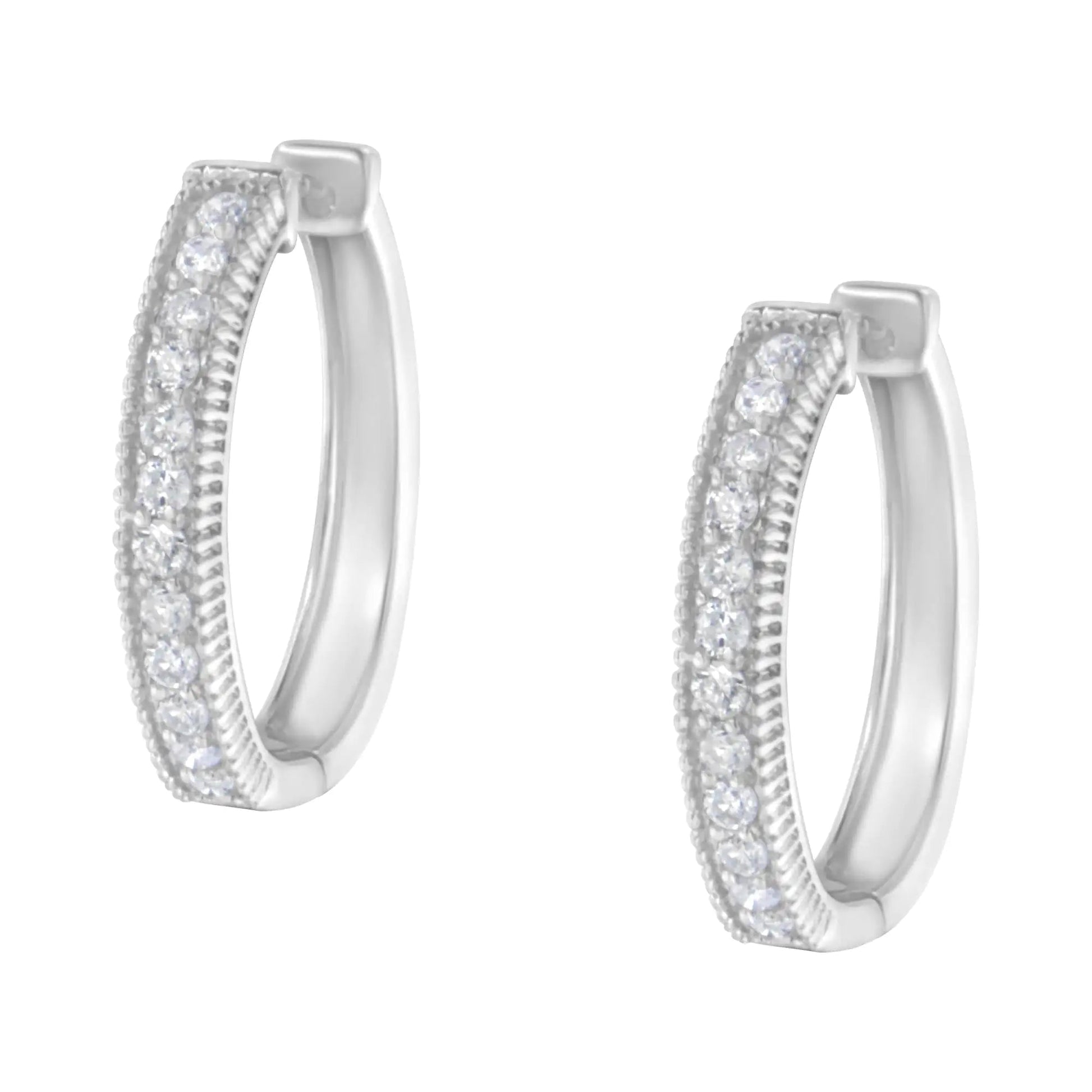 10KT White Gold Diamond Hoop Earring (1.00 cttw, H - I Color, I1 - I2 Clarity) - Jaazi Intl