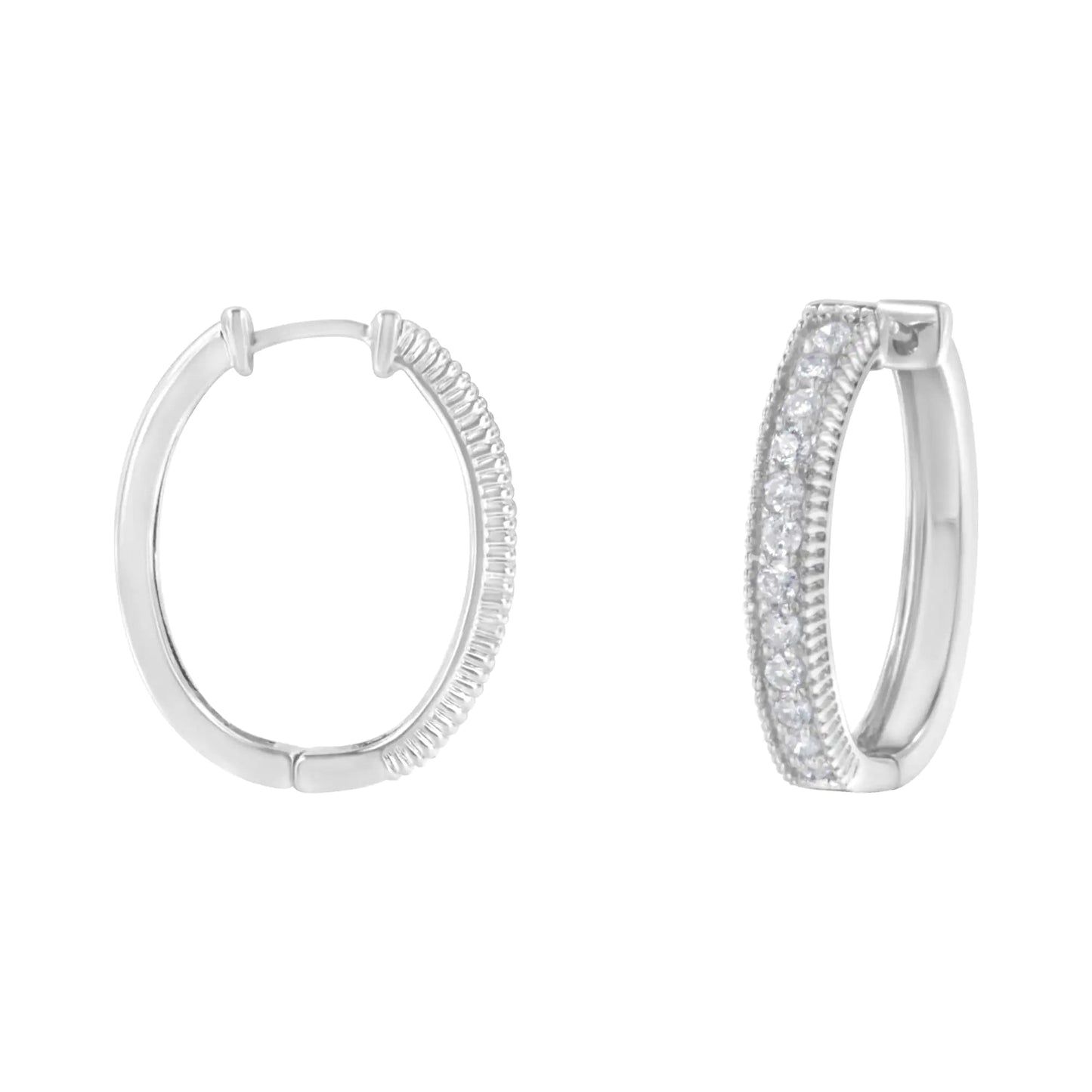 10KT White Gold Diamond Hoop Earring (1.00 cttw, H - I Color, I1 - I2 Clarity) - Jaazi Intl