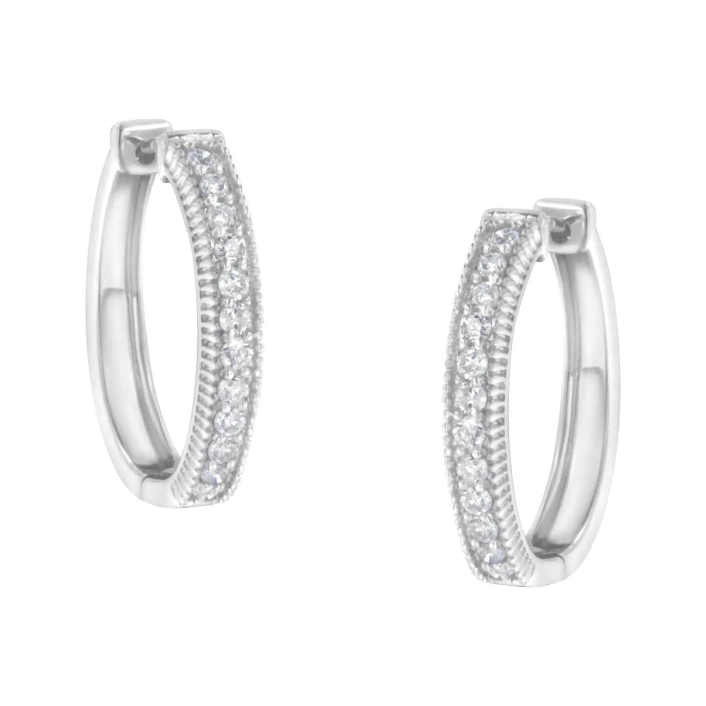 10KT White Gold Diamond Hoop Earring (1.00 cttw, H - I Color, I1 - I2 Clarity) - Jaazi Intl