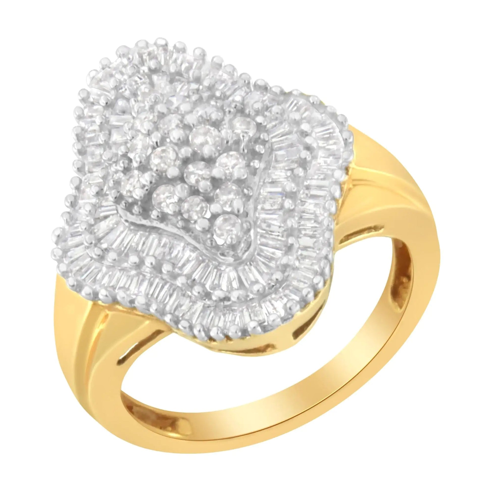 10KT Yellow Gold 1 cttw Diamond Cluster Ring (I - J, I1 - I2) - Jaazi Intl