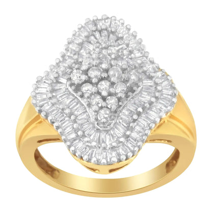 10KT Yellow Gold 1 cttw Diamond Cluster Ring (I - J, I1 - I2) - Jaazi Intl