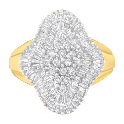 10KT Yellow Gold 1 cttw Diamond Cluster Ring (I - J, I1 - I2) - Jaazi Intl