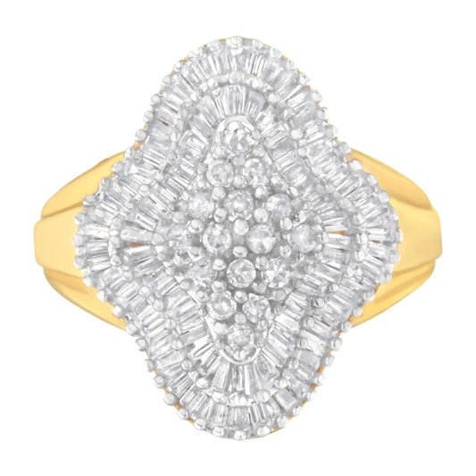 10KT Yellow Gold 1 cttw Diamond Cluster Ring (I - J, I1 - I2) - Jaazi Intl