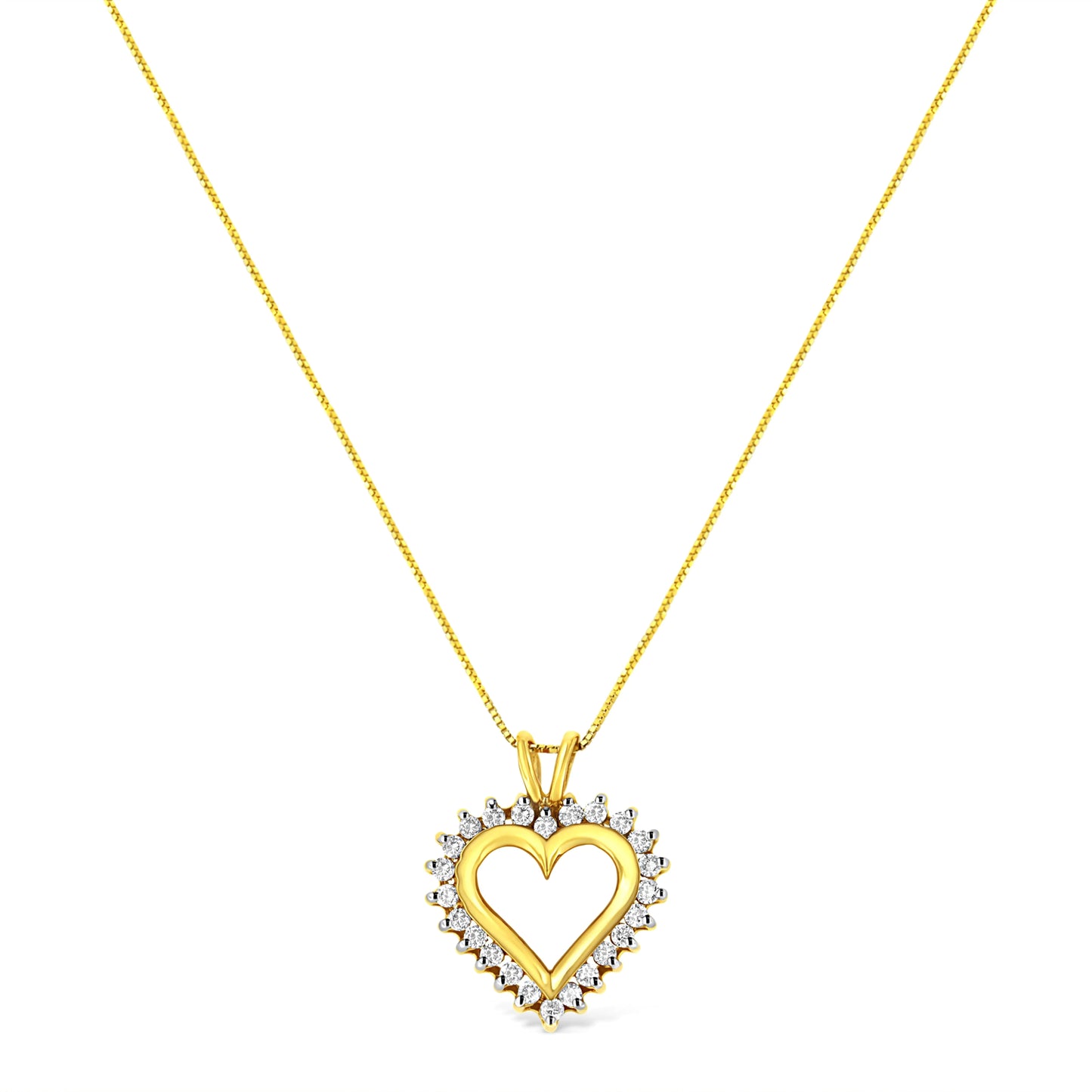 10KT Yellow Gold 1/2 cttw Diamond Open Heart Pendant (J - K, SI2 - I1) - Jaazi Intl