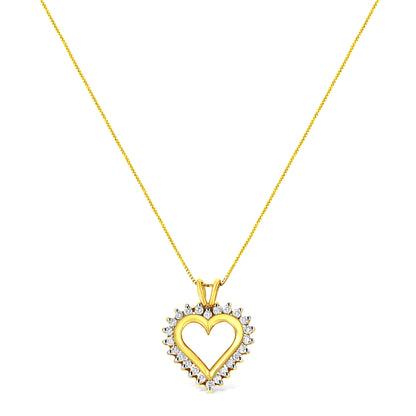 10KT Yellow Gold 1/2 cttw Diamond Open Heart Pendant (J - K, SI2 - I1) - Jaazi Intl