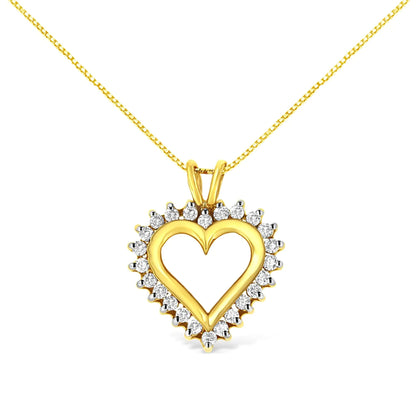 10KT Yellow Gold 1/2 cttw Diamond Open Heart Pendant (J - K, SI2 - I1) - Jaazi Intl