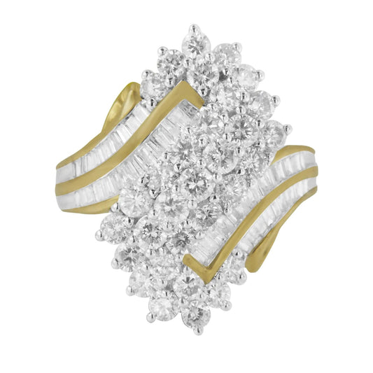 10kt Yellow Gold Diamond Cluster Ring (2 5/8 cttw, H - I Color, SI2 - I1 Clarity) - Jaazi Intl