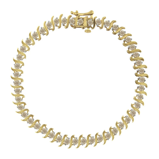 10KT Yellow Gold Diamond S - Link Bracelet (3 cttw, J - K Color, I2 - I3 Clarity) - Jaazi Intl