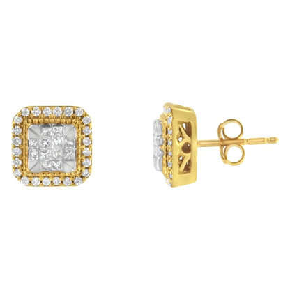 10KT Yellow Gold Diamond Stud Earrings (1/2 cttw, H - I Color, SI2 - I1 Clarity) - Jaazi Intl