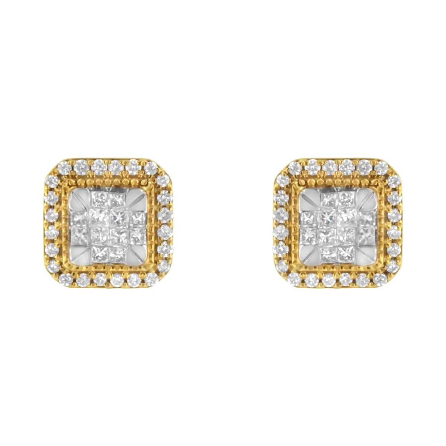 10KT Yellow Gold Diamond Stud Earrings (1/2 cttw, H - I Color, SI2 - I1 Clarity) - Jaazi Intl