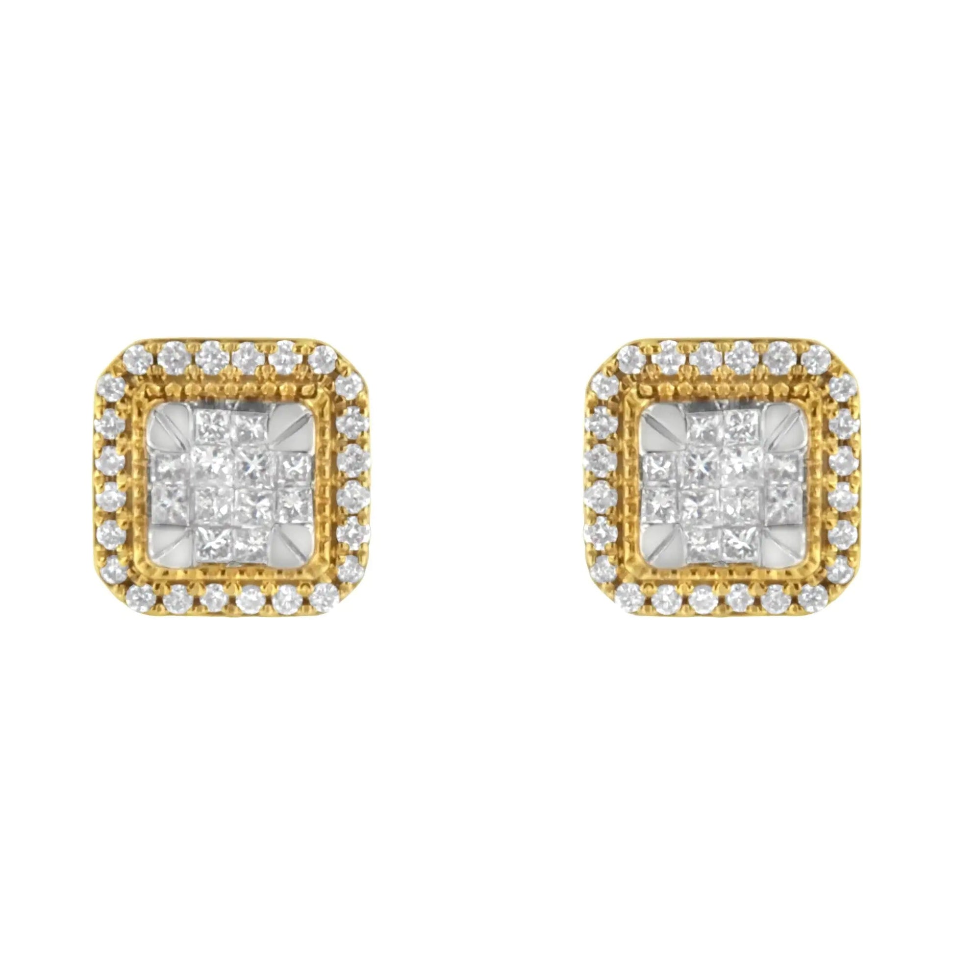 10KT Yellow Gold Diamond Stud Earrings (1/2 cttw, H - I Color, SI2 - I1 Clarity) - Jaazi Intl