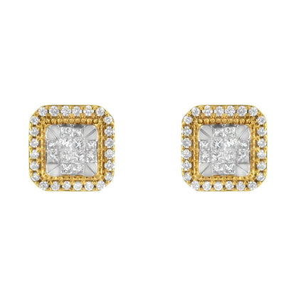 10KT Yellow Gold Diamond Stud Earrings (1/2 cttw, H - I Color, SI2 - I1 Clarity) - Jaazi Intl