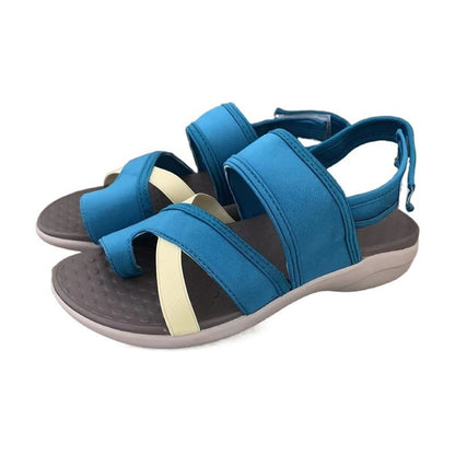 Summer Toe Thick Sole Beach Sandals with Velcro One Line Buckle Flat Bottom 43 Large Women's Shoes