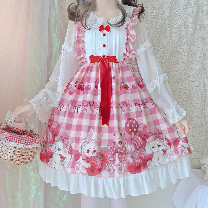 Original Design Strawberry Bear Lolita Dress JSK Suspender Skirt