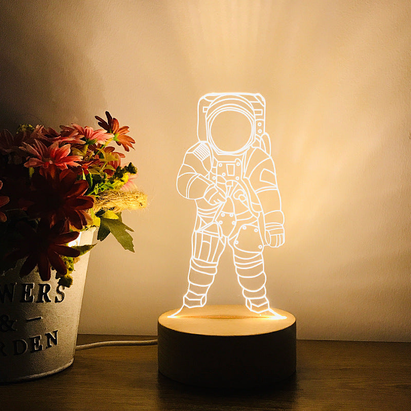 Spaceman Astronaut Small Night Lamp Children's Room Bedroom Bedside Lamp LED Charging Dimming Birthday Gift For Boy