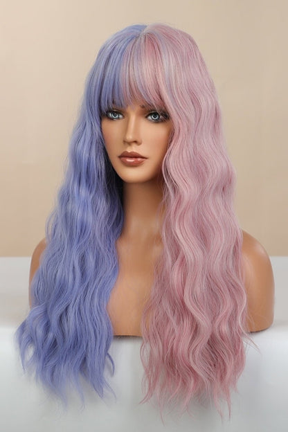 13*1" Full-Machine Wigs Synthetic Long Wave 26" in Blue/Pink Split Dye - Jaazi Intl