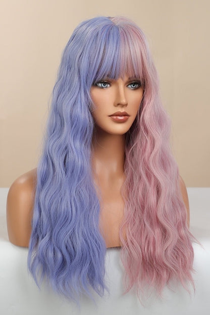 13*1" Full-Machine Wigs Synthetic Long Wave 26" in Blue/Pink Split Dye - Jaazi Intl