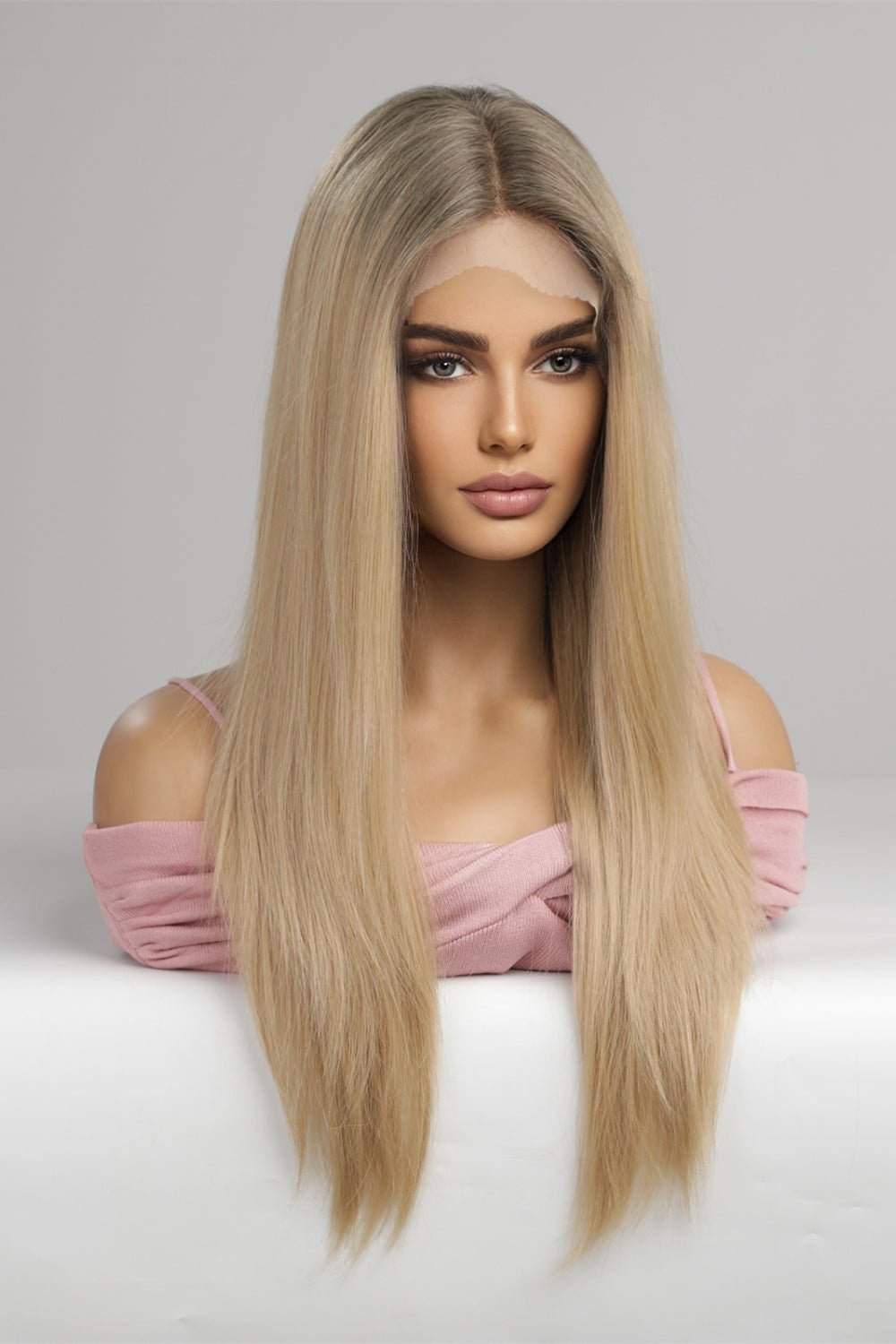 13*2" Lace Front Wigs Synthetic Long Straight 24'' 150% Density - Jaazi Intl