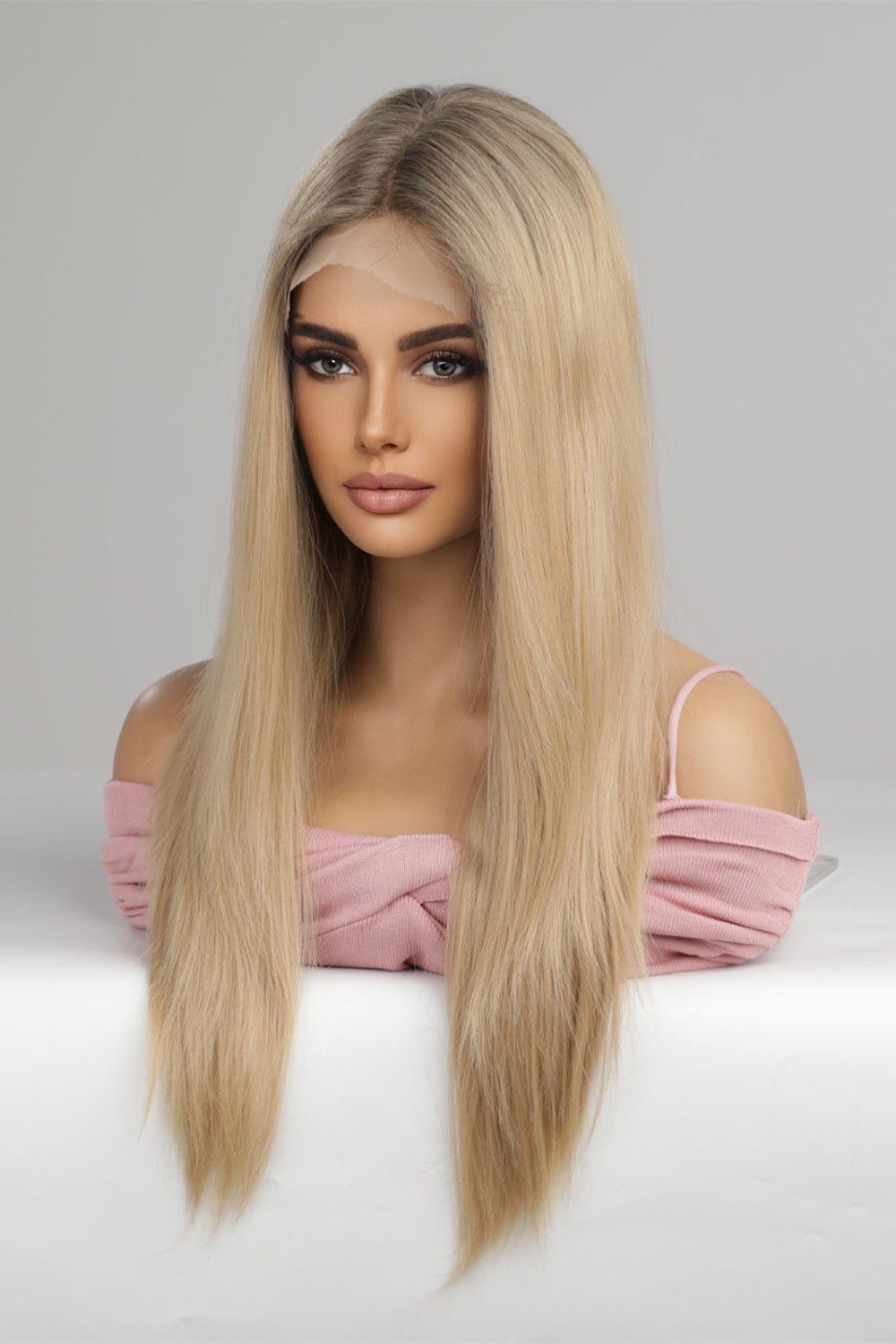 13*2" Lace Front Wigs Synthetic Long Straight 24'' 150% Density - Jaazi Intl