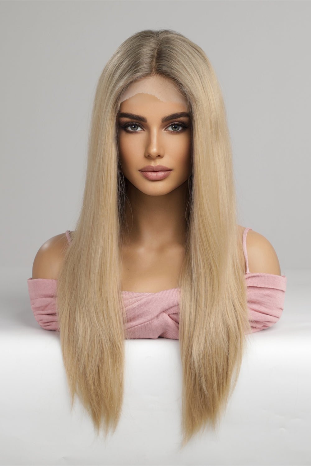 13*2" Lace Front Wigs Synthetic Long Straight 24'' 150% Density - Jaazi Intl