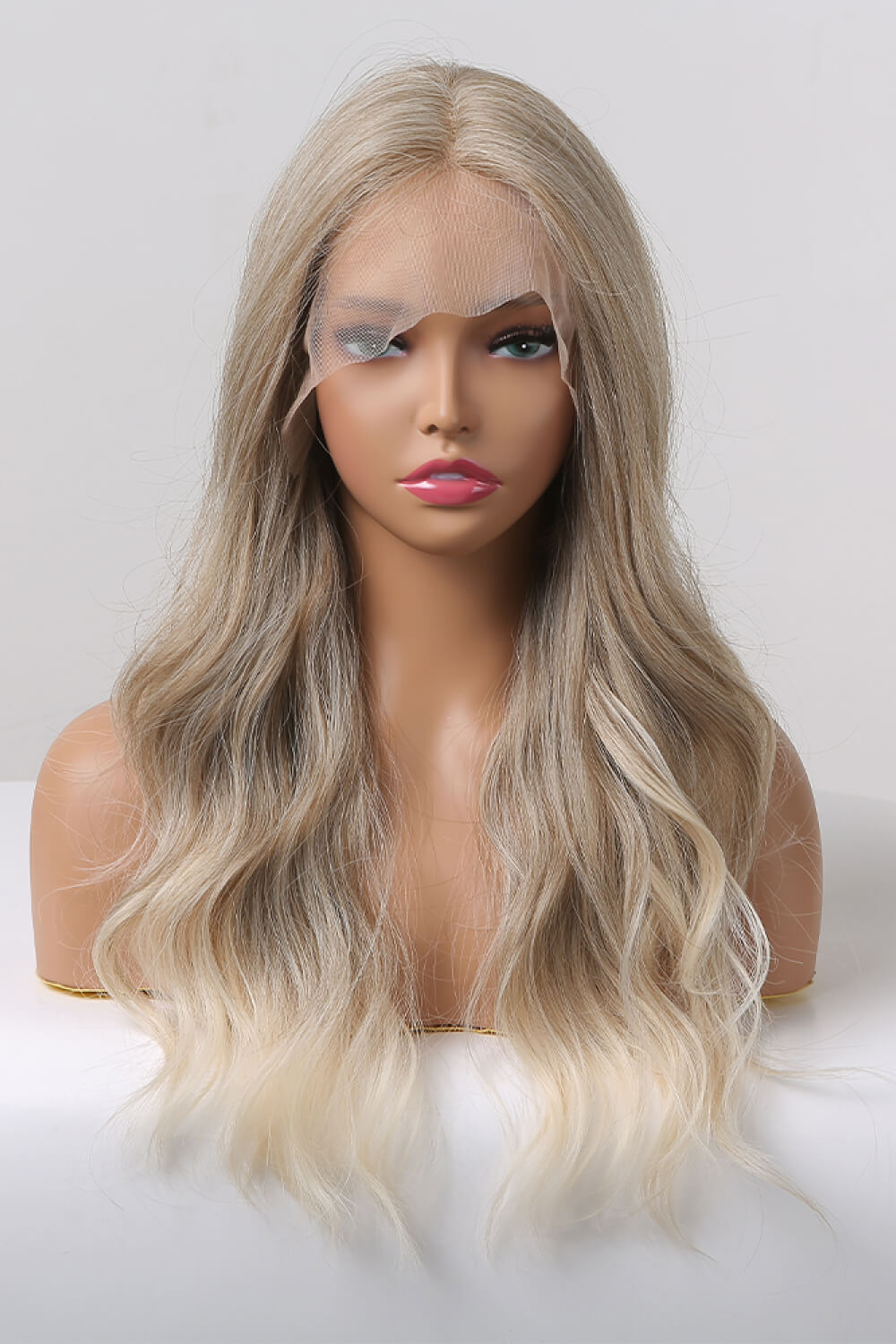 13*2" Lace Front Wigs Synthetic Long Wave 24" 150% Density in Medium Blonde Highlights - Jaazi Intl