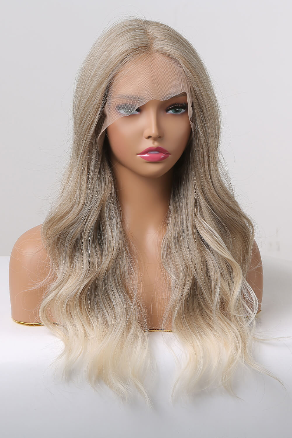 13*2" Lace Front Wigs Synthetic Long Wave 24" 150% Density in Medium Blonde Highlights - Jaazi Intl