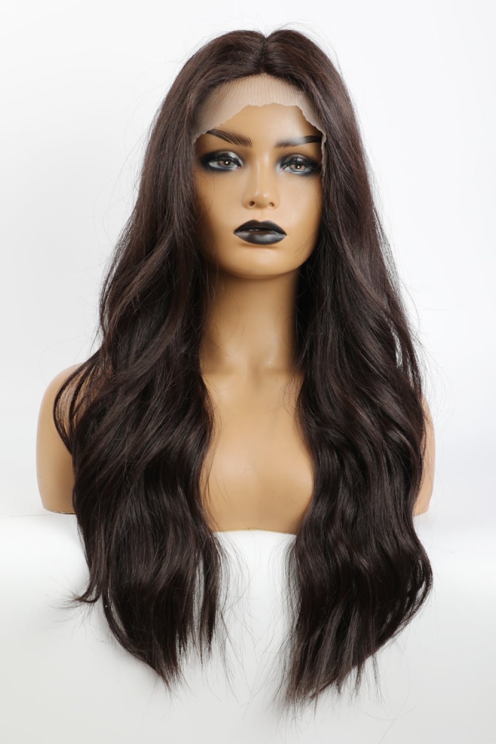 13*2" Lace Front Wigs Synthetic Long Wave 26" Heat Safe 150% Density in Brown - Jaazi Intl