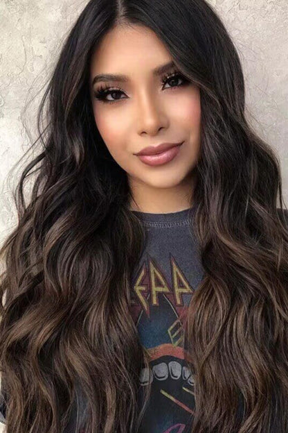 13*2" Lace Front Wigs Synthetic Long Wave 26" Heat Safe 150% Density in Brown - Jaazi Intl