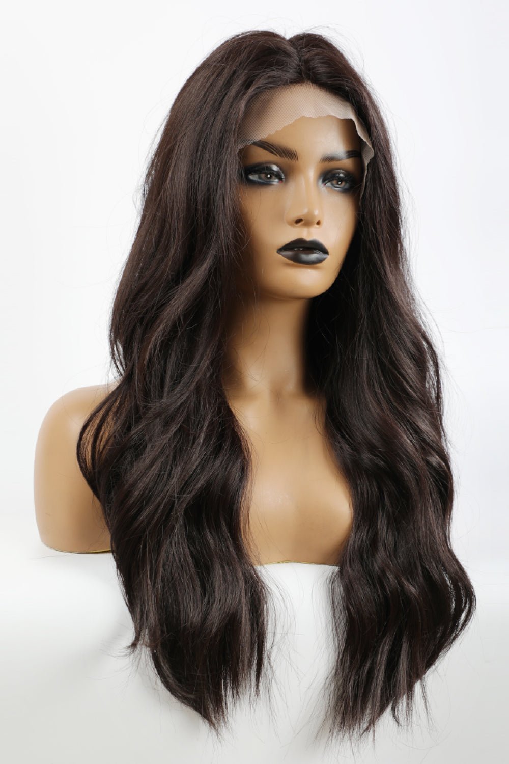 13*2" Lace Front Wigs Synthetic Long Wave 26" Heat Safe 150% Density in Brown - Jaazi Intl