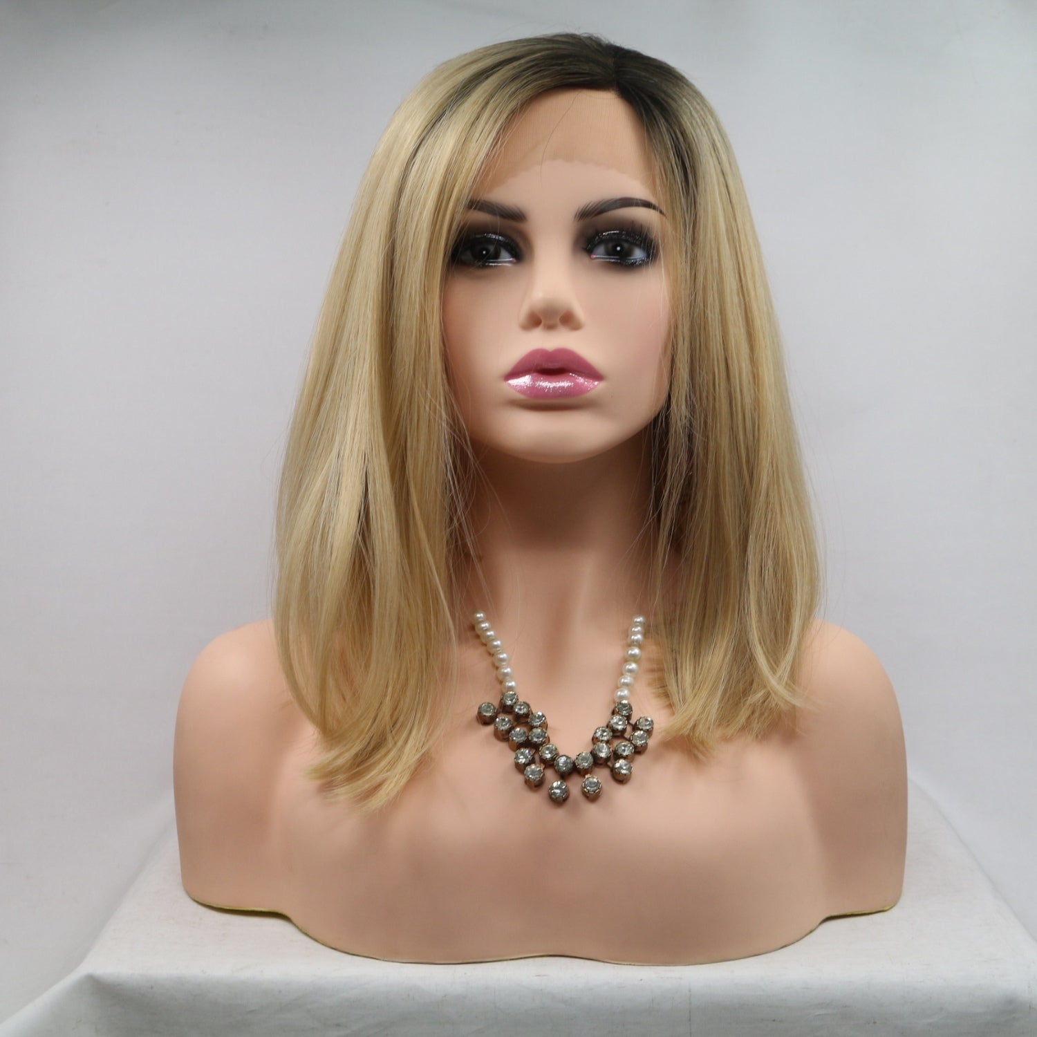 13*3" Lace Front Wigs Synthetic Mid-length Straight 12" 130% Density - Jaazi Intl