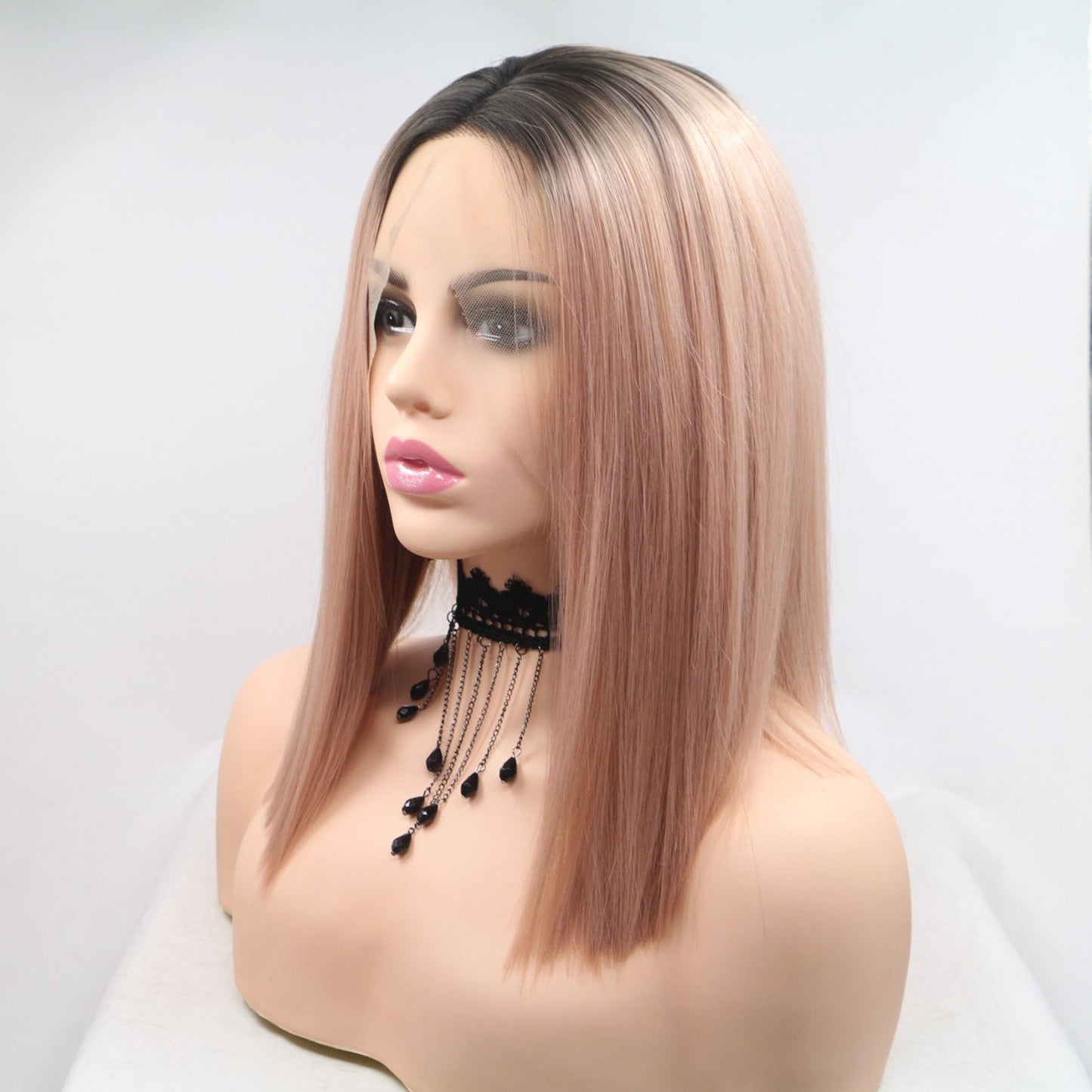 13*3" Lace Front Wigs Synthetic Mid-length Straight 12" 130% Density - Jaazi Intl