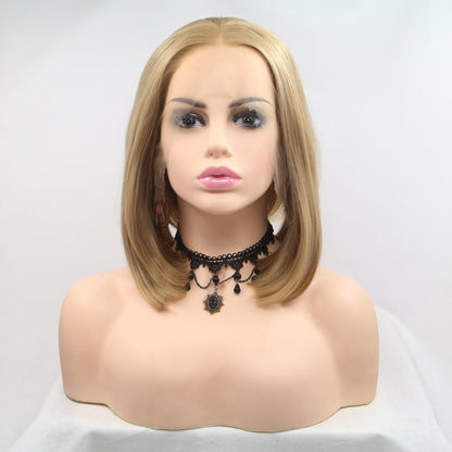 13*3" Lace Front Wigs Synthetic Mid-length Straight 12" 130% Density - Jaazi Intl